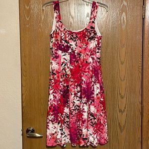 Dress Barn size 16 sleeveless dress, red, black, and pink